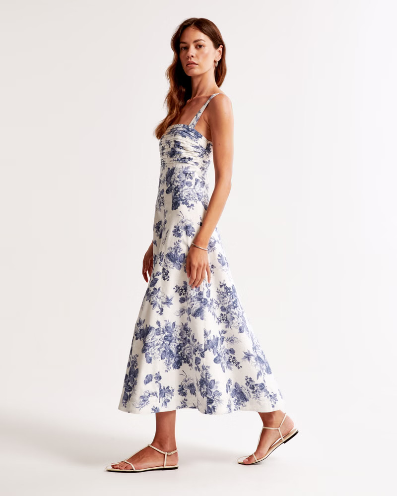 Women's The A&F Emerson Fit & Flare Midi Dress | Women's New Arrivals | Abercrombie.com | Abercrombie & Fitch (US)