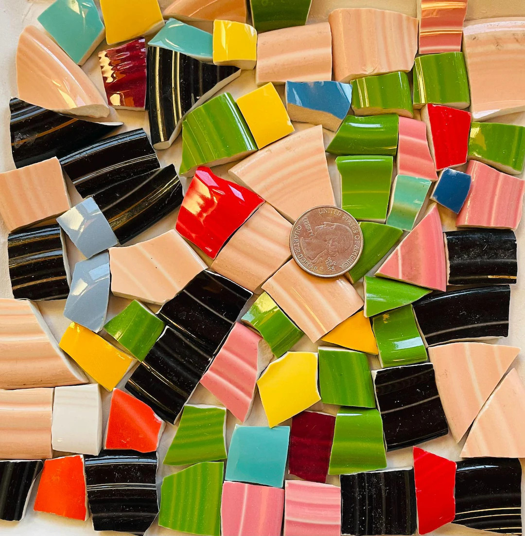 Mosaic Art and Crafts Supplies - Bright Multi-colored Broken China Fiesta Rim Tiles E981 - Etsy | Etsy (Global)