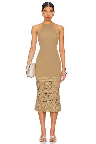 Tularosa Finley Crochet Midi Dress in Tan from Revolve.com | Revolve Clothing (Global)