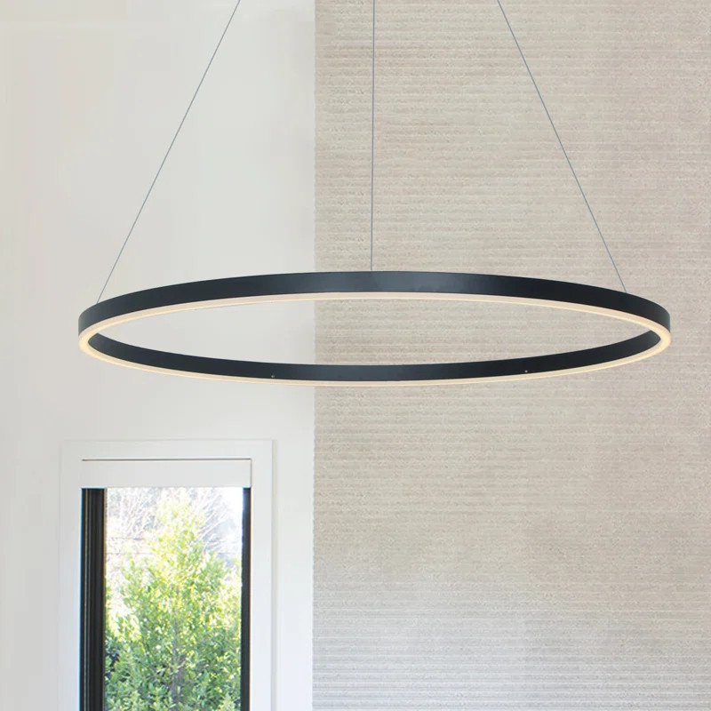 Stockham 1-Light Unique Geometric Chandelier Round Circle LED Kitchen Island Pendant | Wayfair North America