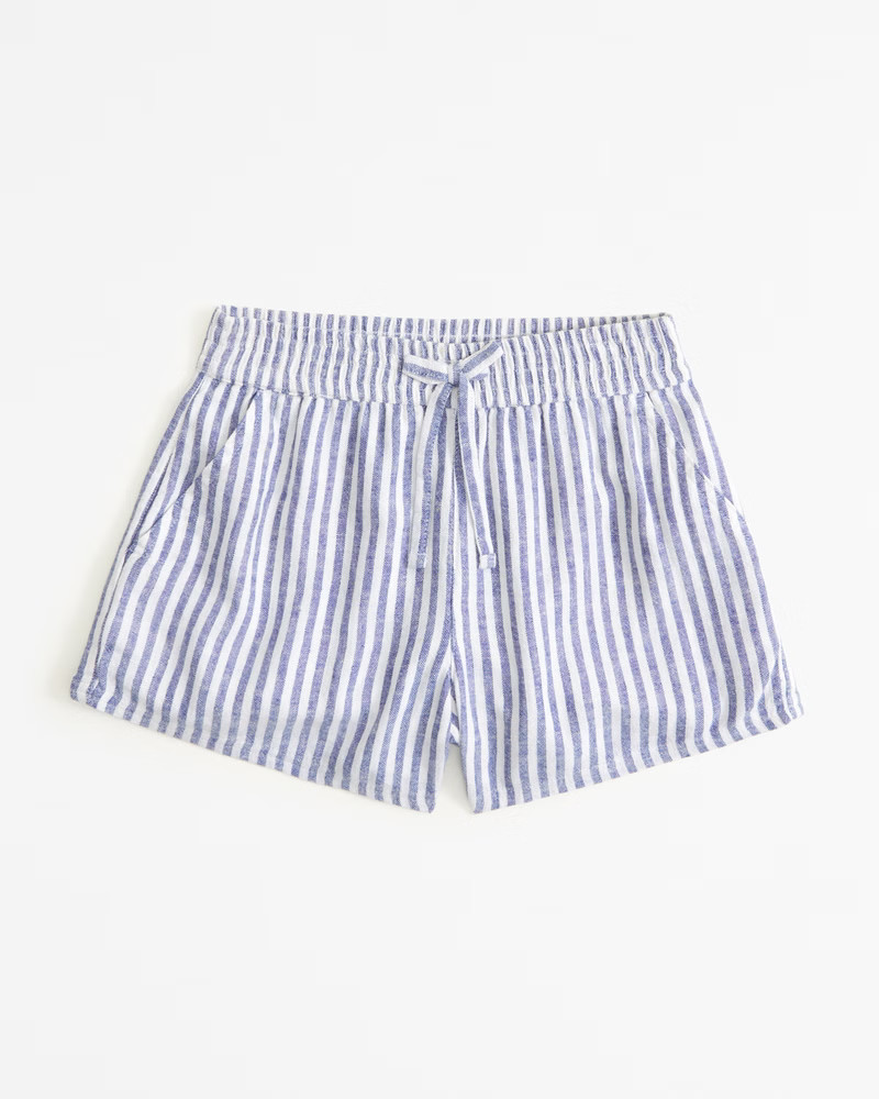 girls linen-blend pull-on shorts | girls bottoms | Abercrombie.com | Abercrombie & Fitch (US)