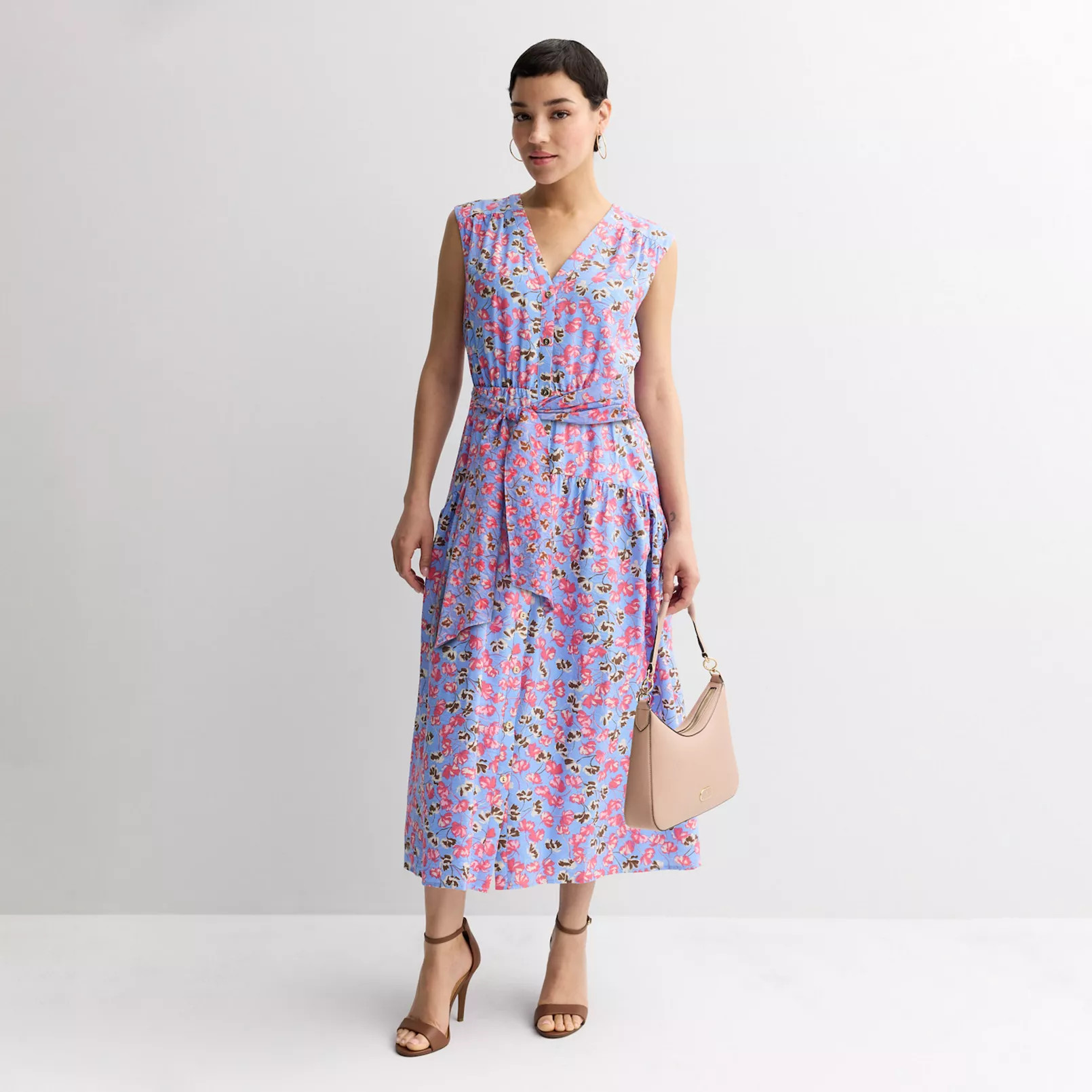 Petite Nine West Button Front Midi Dress | Kohl's