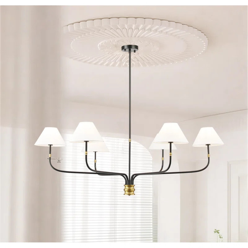 6-light Minimalist French Chandelier- With Brushed Brass Accent | Wayfair North America