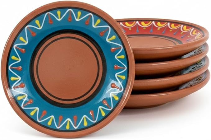 Spanish Terracotta 5-Piece Small Tapa Plate Set, Multicolor | Amazon (US)