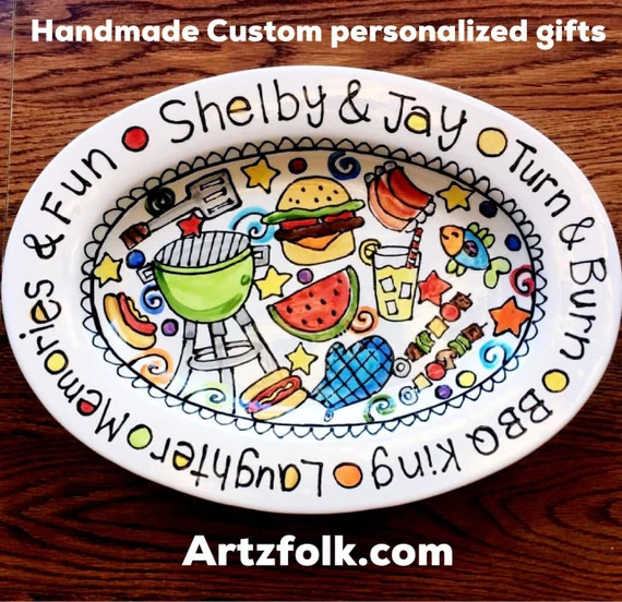 Unique gift Custom traditions family story art large ceramic oval personalized name family platte... | Etsy (US)