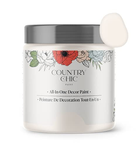 Country Chic All-in-One Chalk Paint for Furniture, Cabinets, Home Decor, Eco-Friendly, Matte Finish, Built-In Primer & Top Coat for Wood, Metal - No Wax Needed (Crinoline (Off White), Sample (4 oz)) - | Amazon (US)