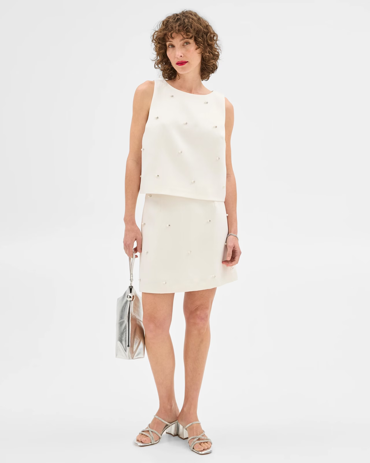 Jewel Detailed Mini Skirt - Preview - Cream | Target AU