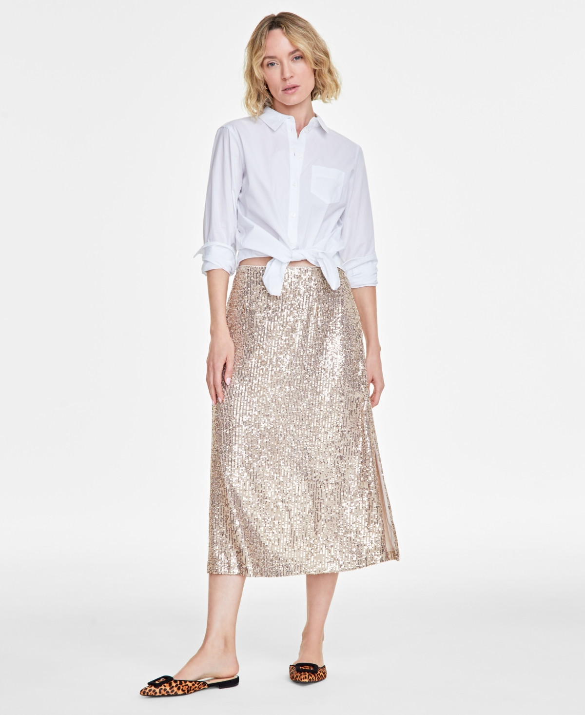 On 34th Women's Multi Sequin Midi Skirt, Created for Macy's - Naked Clay | Macy's