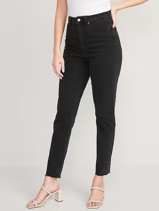 Higher High-Waisted O.G. Straight Black-Wash Cut-Off Ankle Jeans for Women | Old Navy (US)