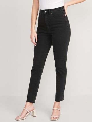 Higher High-Waisted O.G. Straight Cut-Off Black Ankle Jeans for Women | Old Navy (US)