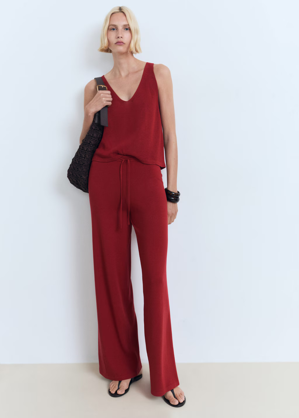 Straight knitted pants red - Woman - M - MANGO | Mango (US/MX/AU)
