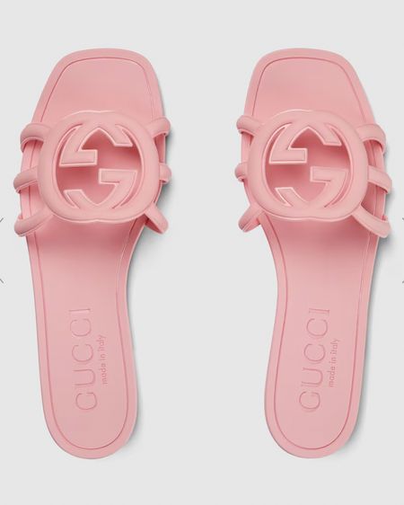 Gucci
WOMEN'S INTERLOCKING G SLIDE SANDAL

Inspired by the summer spirit and beach clubs on the Italian coast, this item is part of Gucci Lido. Emblematic codes of the House and refined patterns are reinterpreted in contemporary ways for the Pre-Fall collection. This slide sandal appears in pink rubber with an Interlocking G cut-out enriching the style with a distinct logo feel.

#LTKShoeCrush #LTKStyleTip #LTKParties