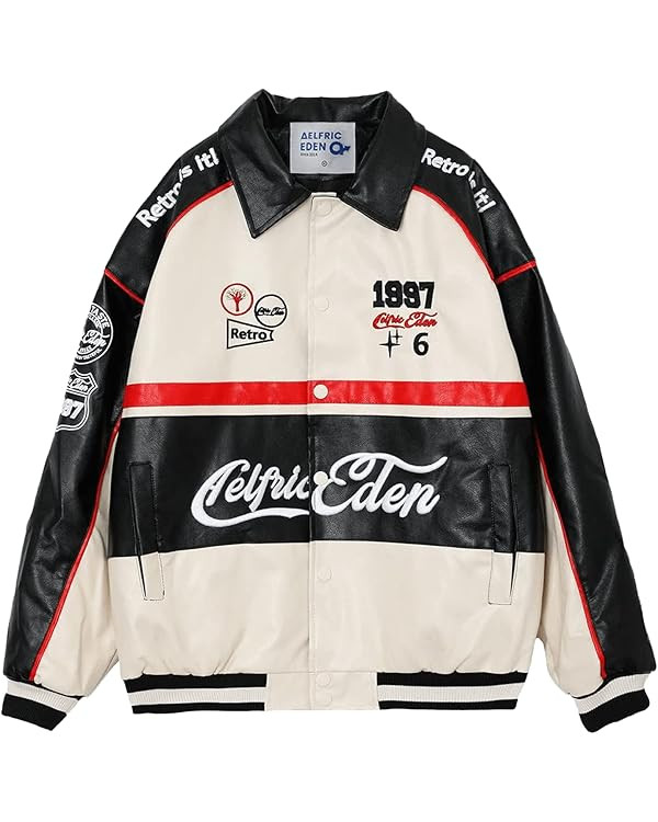 Aelfric Eden Mens Varsity Jacket Vintage Racing Motorcycle Graphic Bomber Jackets Oversized Unise... | Amazon (US)