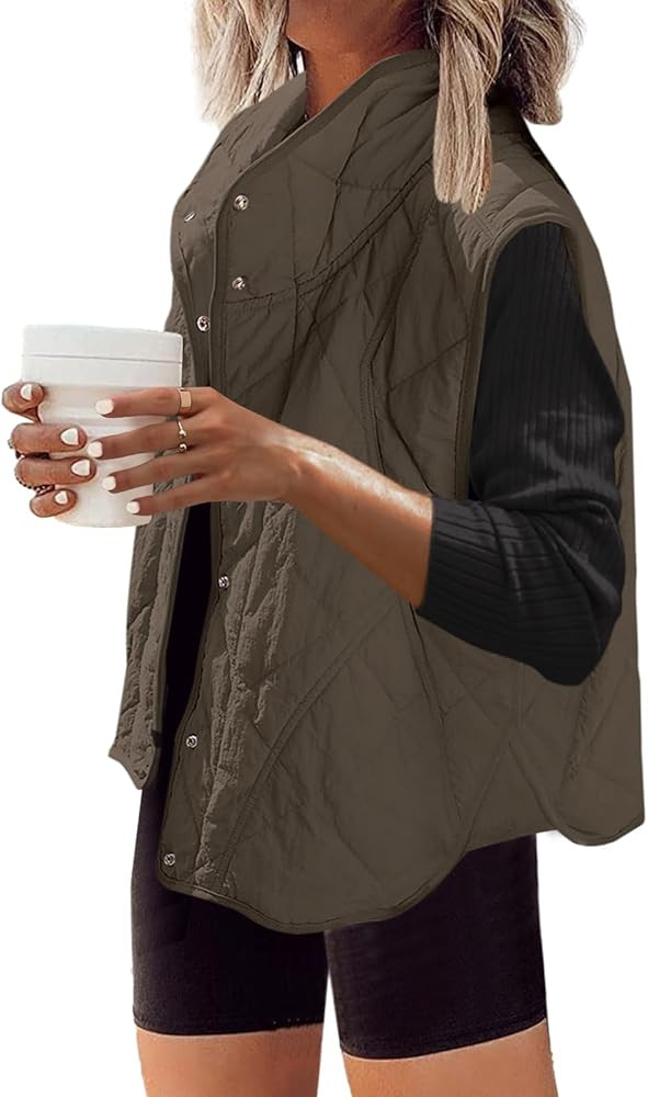 SENSERISE Womens Puffer Vest Quilted Vests Oversized Lightweight Outerwear Puffy Padded Jacket Wi... | Amazon (US)