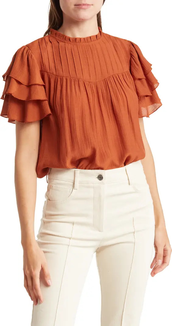 Tiered Ruffle Sleeve Pintuck Blouse | Nordstrom Rack