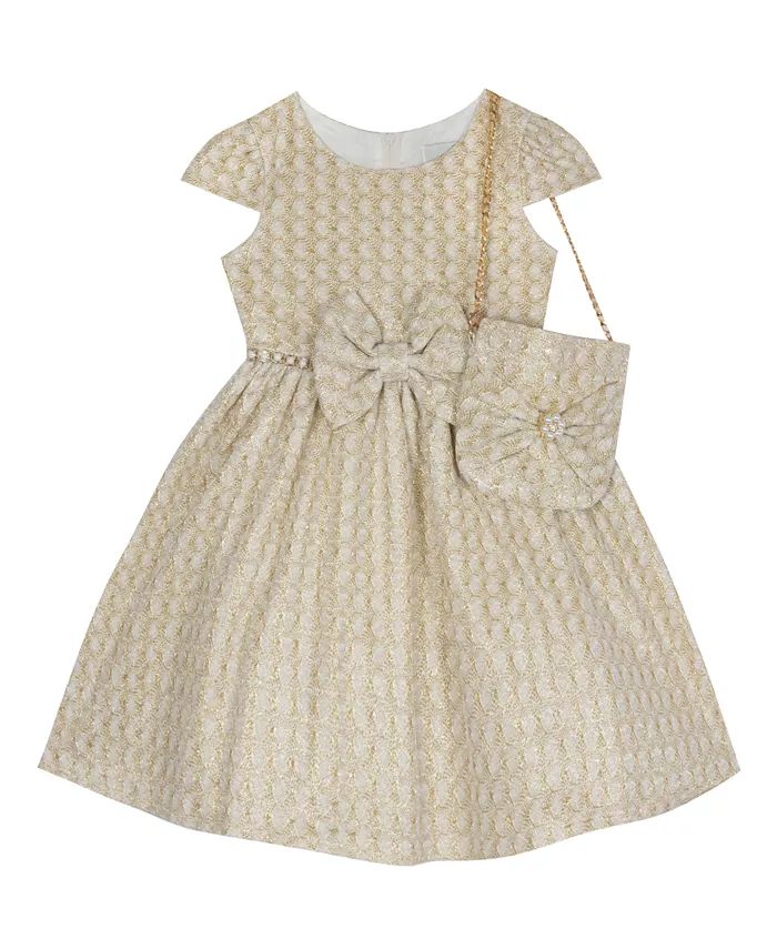 Little Girls Cap Sleeves Lurex Knit Dress and Purse | Macys (US)