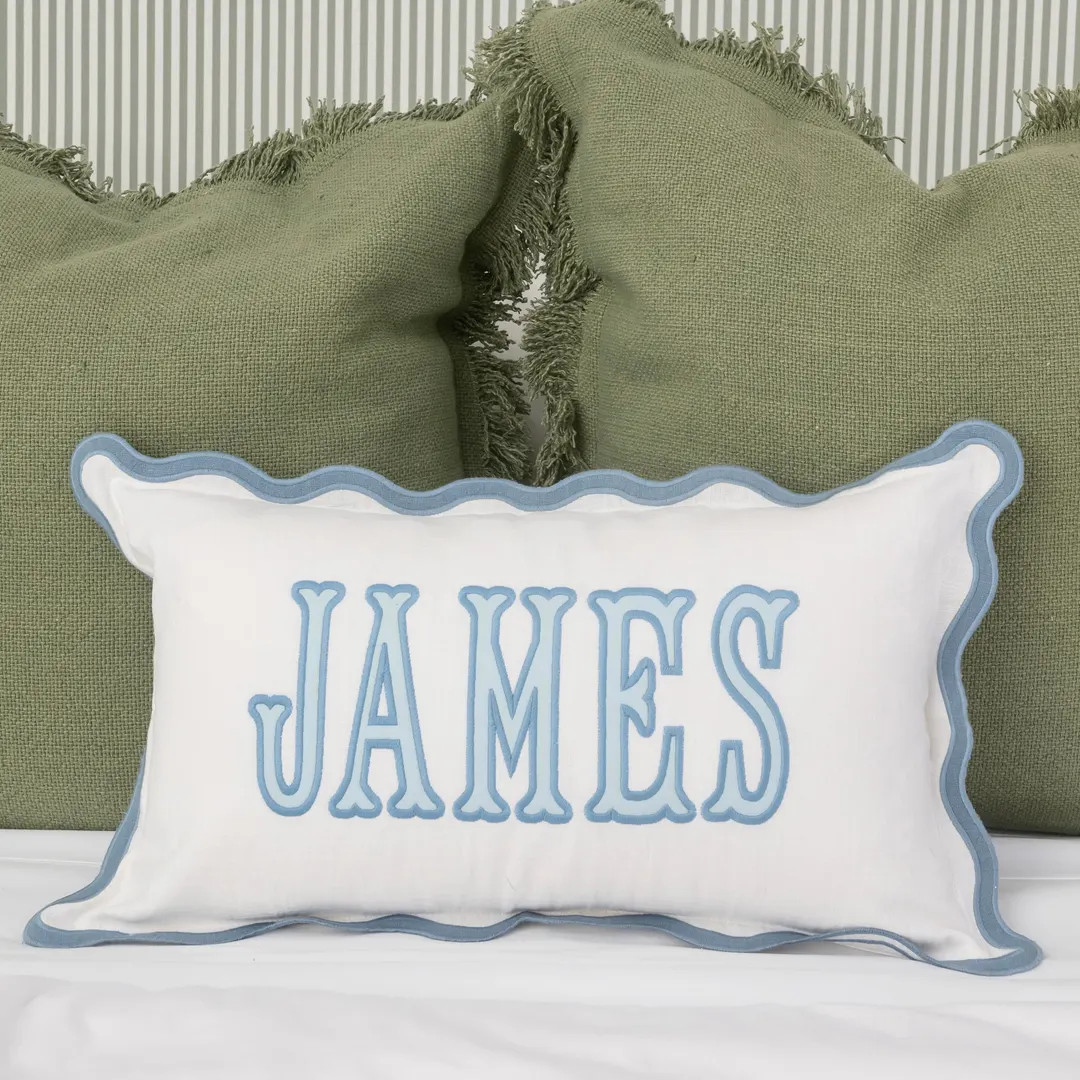 12x20 in Personalized Scalloped Applique Name and Monogram Pillow Cover - Etsy | Etsy (US)