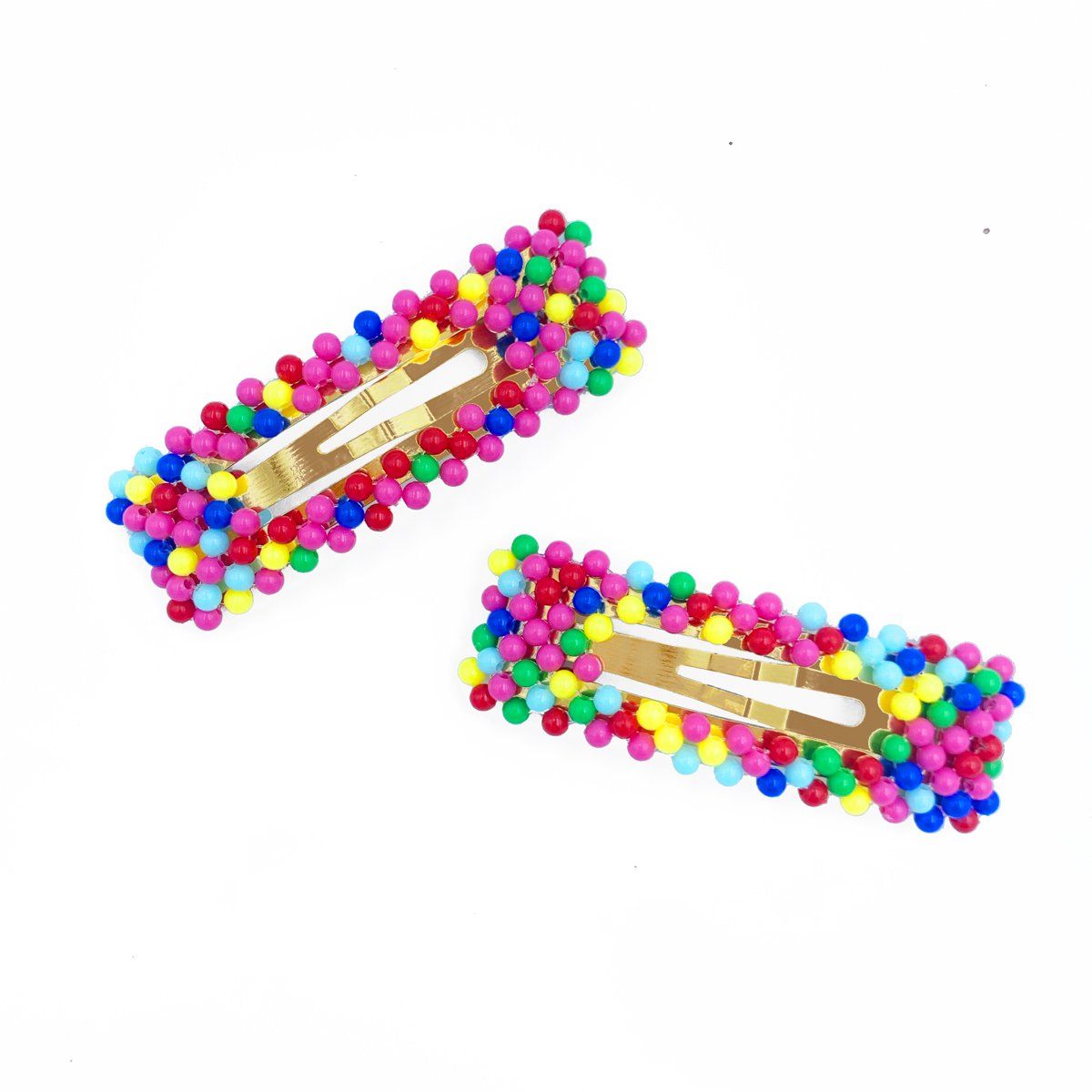 Packed Party Sprinkled With Fun Hair Clips, 2 Count Multi-Color Beaded Snap Hair Clips | Walmart (US)