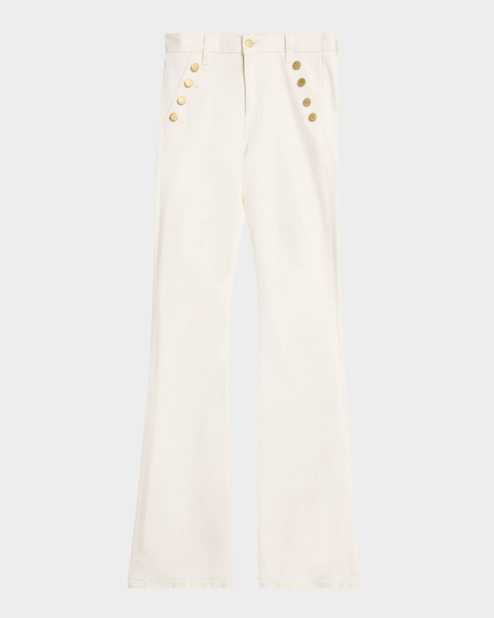 Ramy Brook Helena Sailor-Button Straight Leg Jeans | Neiman Marcus
