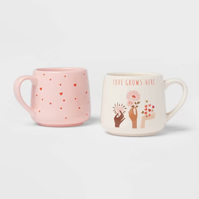 15oz 2pk Stoneware Love Grows Here Mug Set - Threshold™ | Target