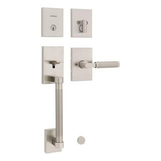 Prava Single Cylinder Keyed Entry Door Handleset featuring SmartKey Security in Satin Nickel | The Home Depot