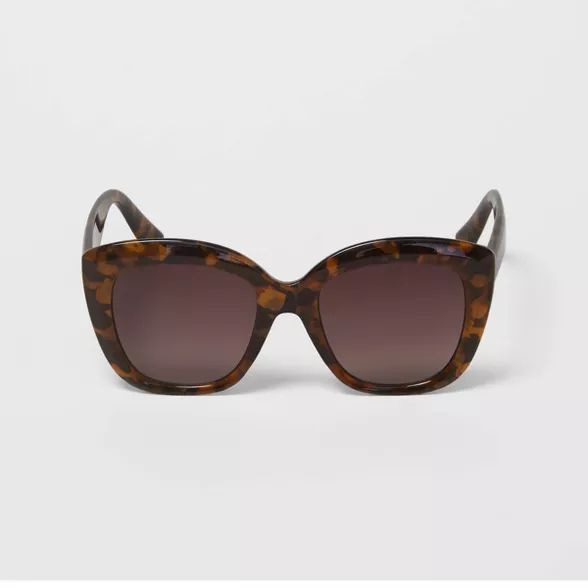 Women's Large Butterfly Cateye Plastic Sunglasses - A New Day™ Brown | Target