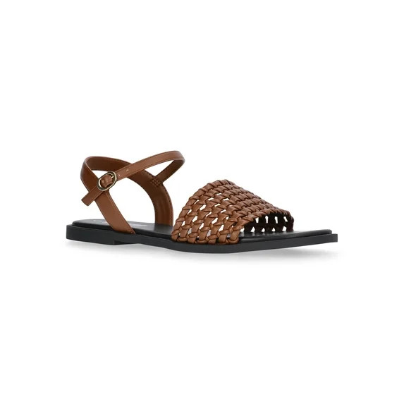 Weekend Academy Girls Faux Leather Woven Sandals | Walmart (US)