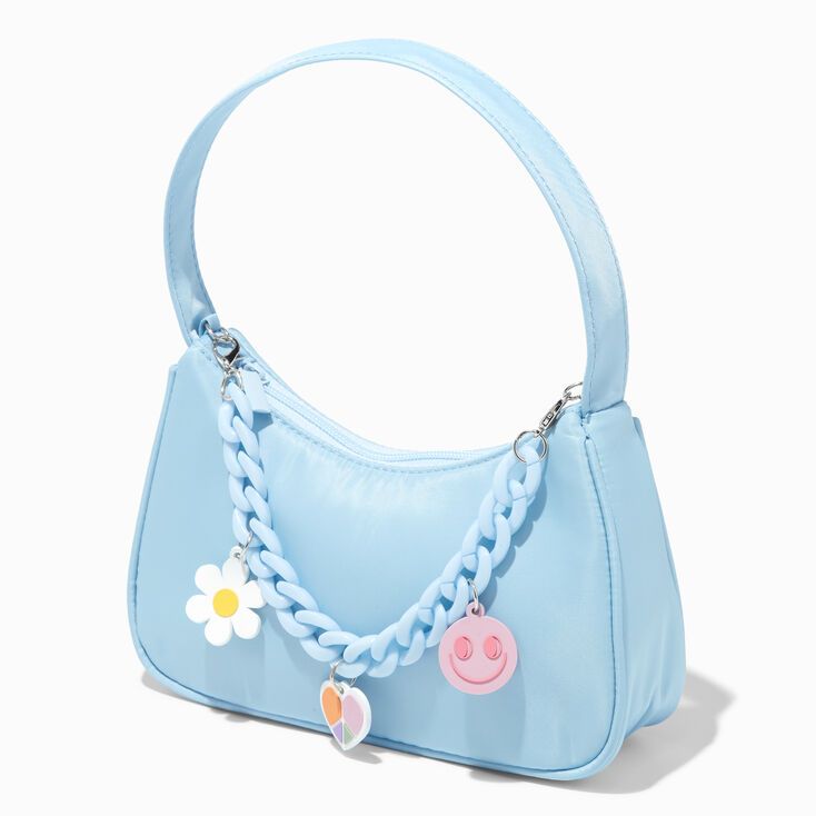 Blue Nylon Icon Shoulder Handbag | Claire's (US)
