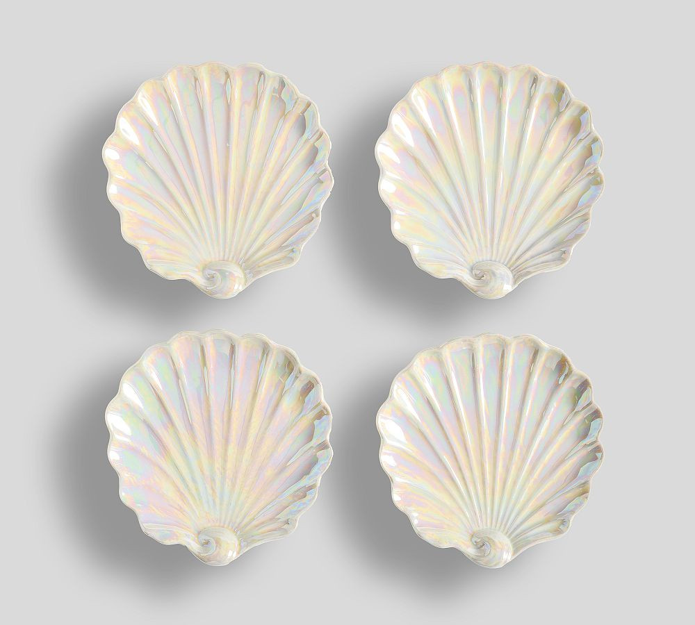 Pearlescent Shell Stoneware Appetizer Plates - Set of 4 | Pottery Barn (US)