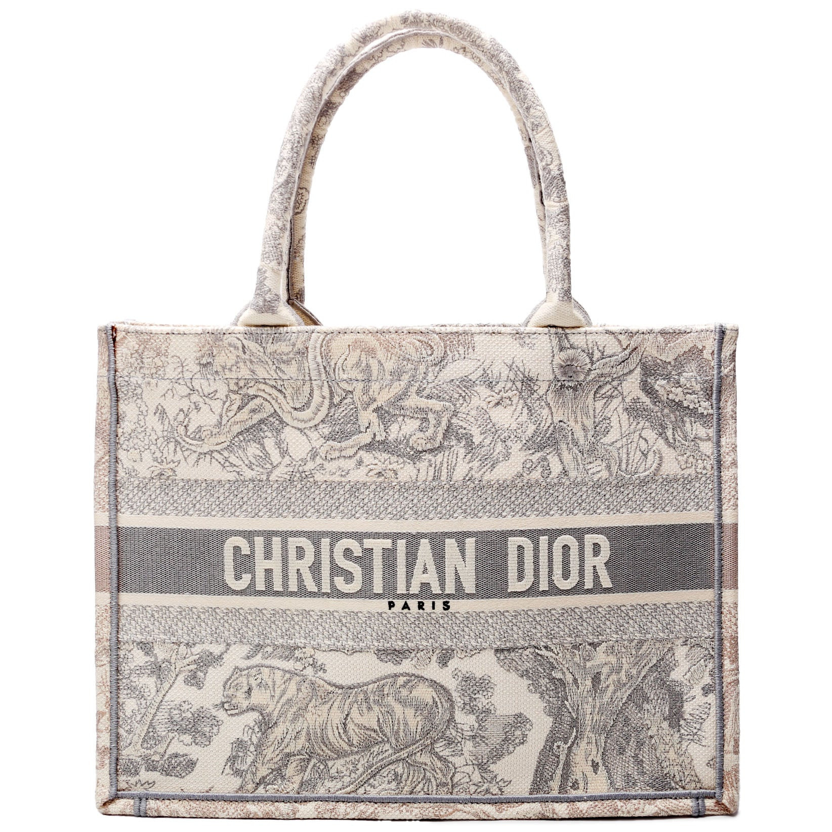Book Tote Medium Etoile De Jouy Grey/Cream | Keeks Designer Handbags