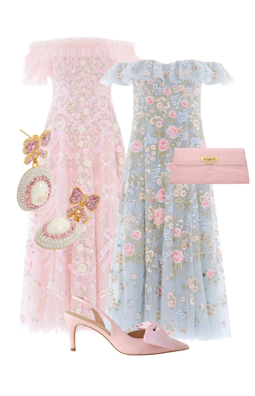 Just arrived! The dreamiest sequin and embroidered ruffle evening dresses with full on Marie Antoinette vibes by Needle & Thread and I’ve styled them with accessories which would look great for either style! Pink Bow Earrings by Soru Jewellery, Pink Leather Fonteyn Clutch Bag by Lalage Beaumont, Pink Bow Shoes (also available in pale blue) by Anthropologie 🎀 ✨ 🌸

#LTKluxury #LTKpartywear #LTKdresses