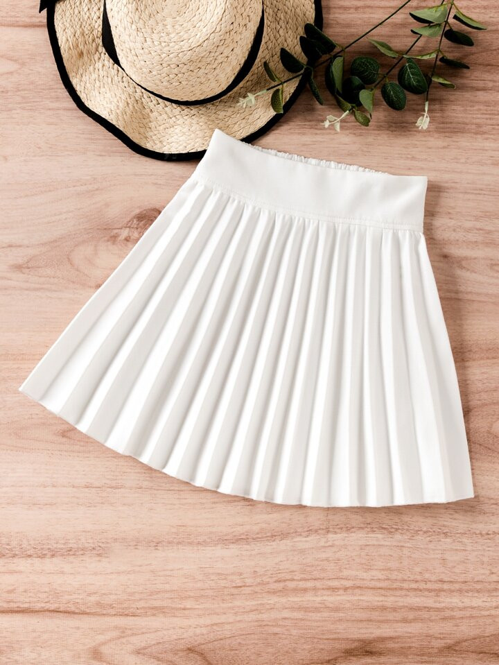 SHEIN Young Girl Solid Pleated High Waist Skirt | SHEIN