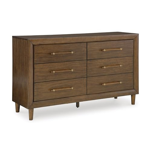 Signature Design by Ashley Lyncott 6-Drawer Dresser, Safety Stop Felt Lined Top Drawers, Round Ta... | Amazon (US)