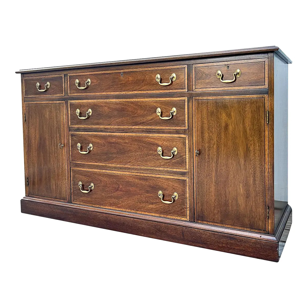 1974 Henkel Harris Georgian Banded Mahogany Sideboard Buffet | Chairish
