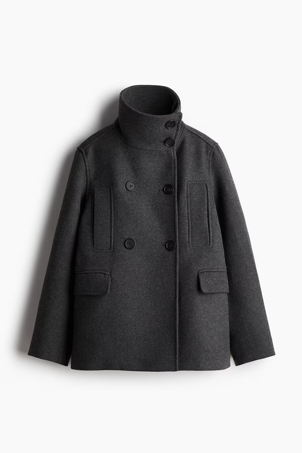 Chaqueta con cuello alto - Gris oscuro - MUJER | H&M ES | H&M (FR, IT, ES, PT, BE)