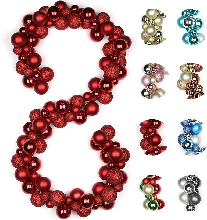 6 FEET Christmas Ball Garland Ornaments Shatterproof Xmas Hanging Balls Decorations for Home Indo... | Amazon (US)