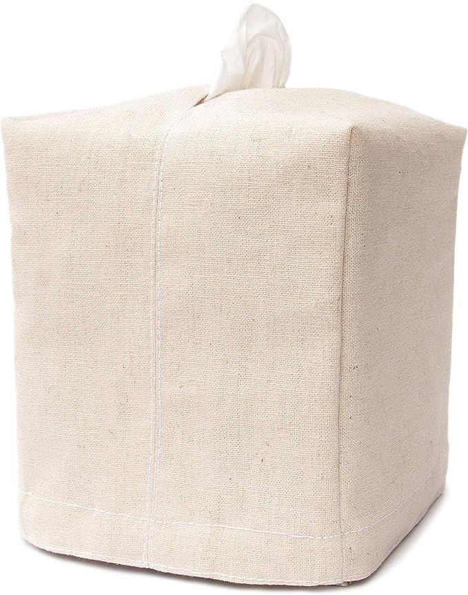 Organic Linen Tissue Box Cover. Square Tissue Box Holder for Bathroom and Office. Zero Waste Home... | Amazon (US)