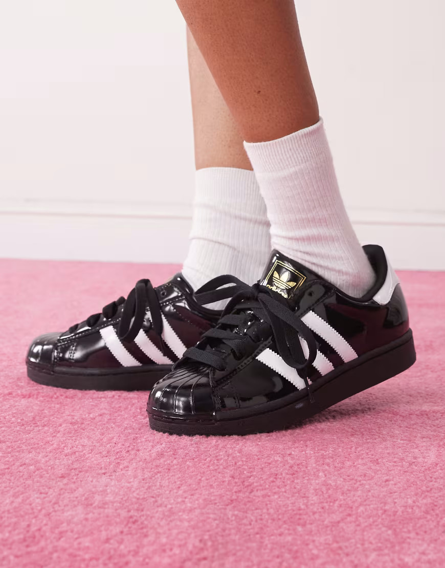 adidas Originals Superstar II sneakers in black patent | ASOS (Global)