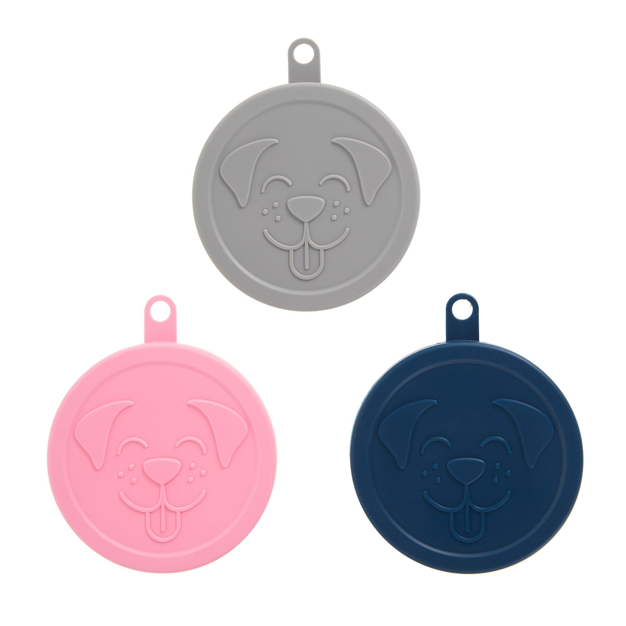 Top Paw® Dog Face Pet Food Can Lid Covers - 3 Pack, Grey/Pink/Blue | PetSmart