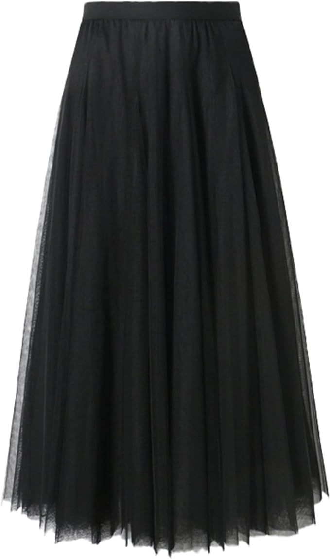 SANGTREE Women's Tutu Tulle A-Line Layered Mesh Midi Skirt, US XS - US 2XL | Amazon (US)