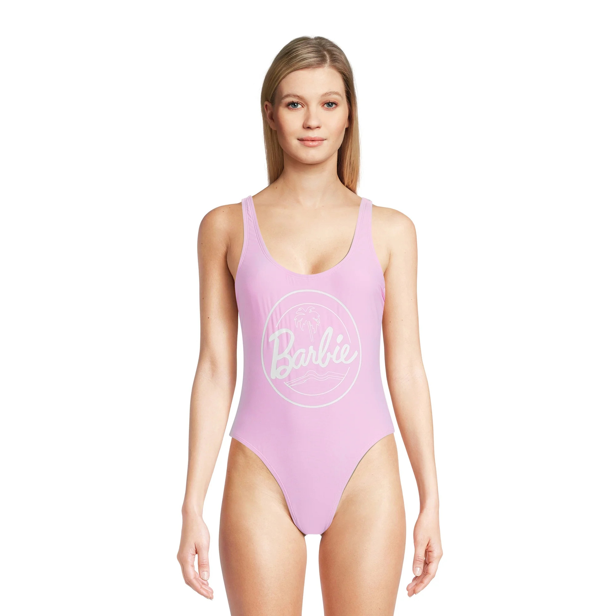 Barbie ™ Women's Scoop Neck High Leg One Piece Swimsuit, Sizes XS-XXL | Walmart (US)