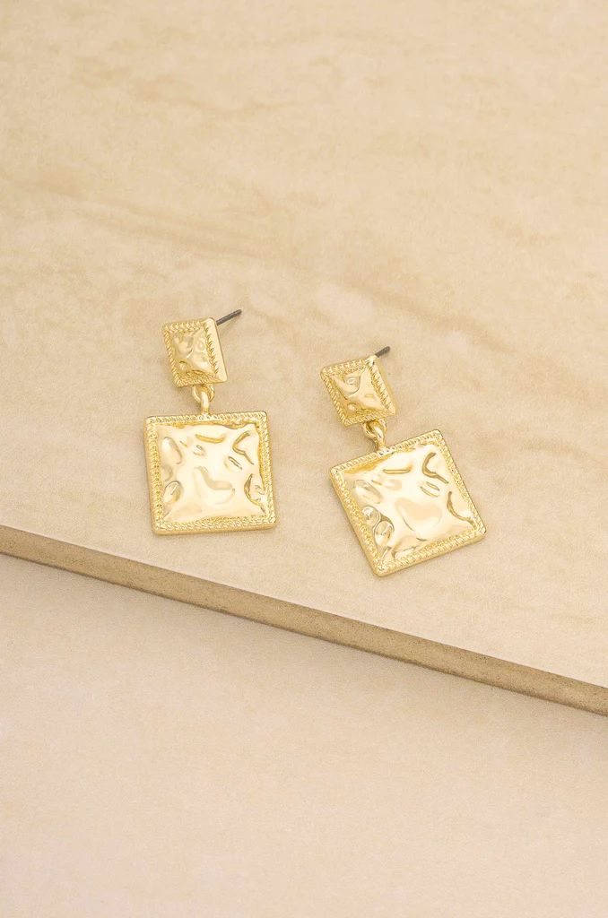 Repeated Square Dangle 18k Gold Plated Earrings | Ettika