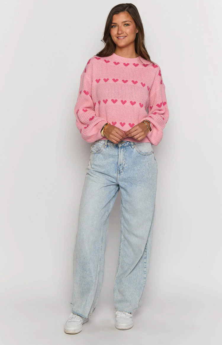 Lovey Pink Heart Stripe Jumper | Beginning Boutique (US)