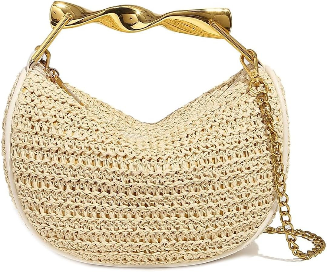 CUXVA Straw Clutch Bag for Women Mini Summer Satchel Purse Fashion Woven Crossbody Shoulder Handb... | Amazon (US)