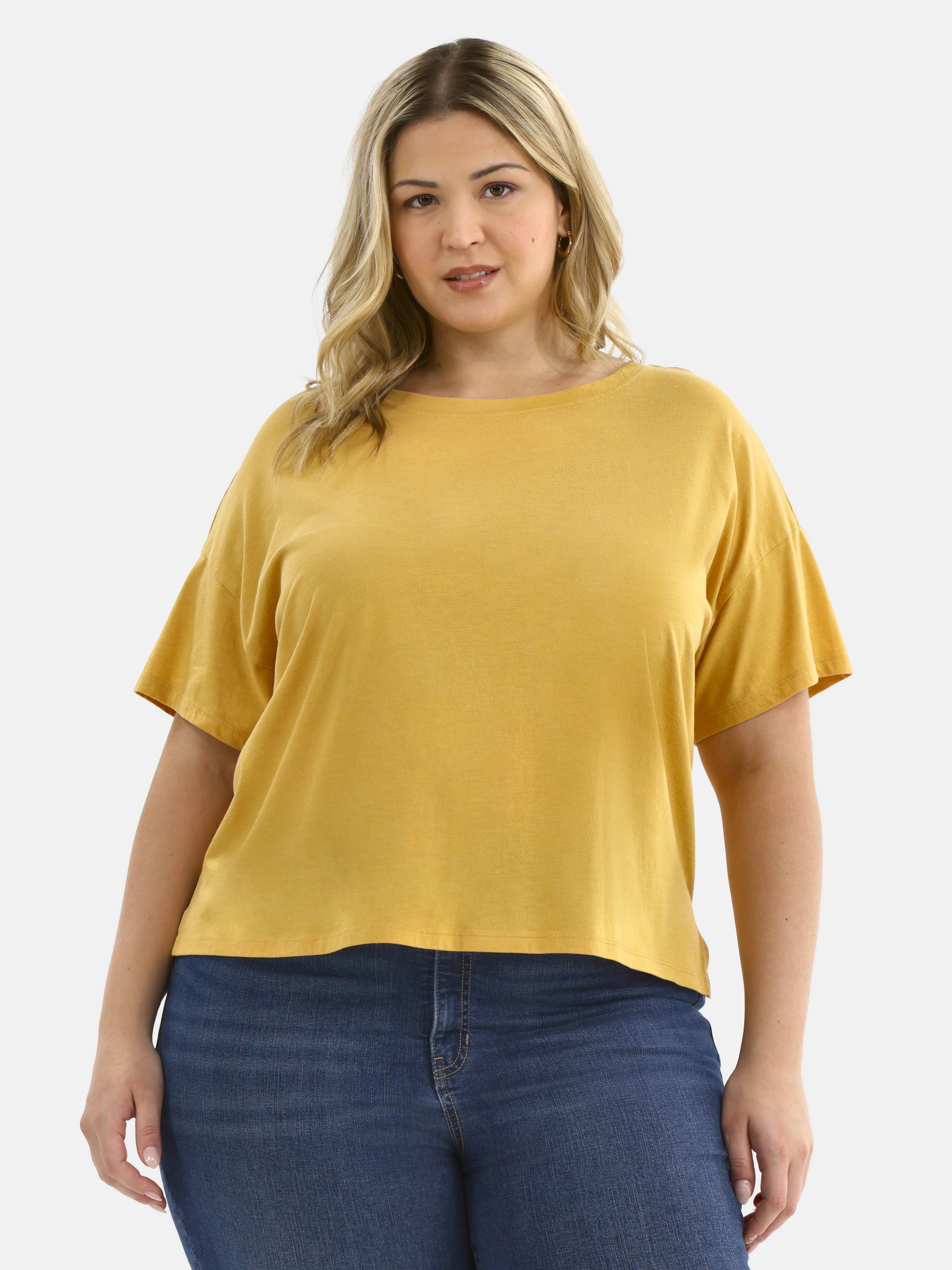 Terra & Sky Women's Plus Short Sleeve Boxy Tee, Sizes 0X-5X | Walmart (US)