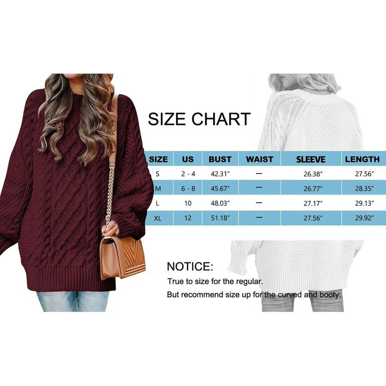 MOSHU Oversized Sweaters for Women Cable Knit Chunky Pullover Sweater | Walmart (US)