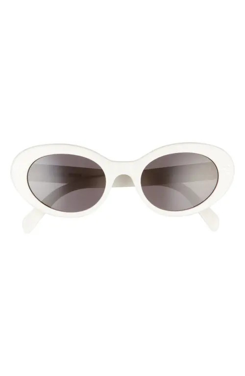 CELINE 53mm Cat Eye Sunglasses in Shiny Solid Ivory/Smoke at Nordstrom | Nordstrom
