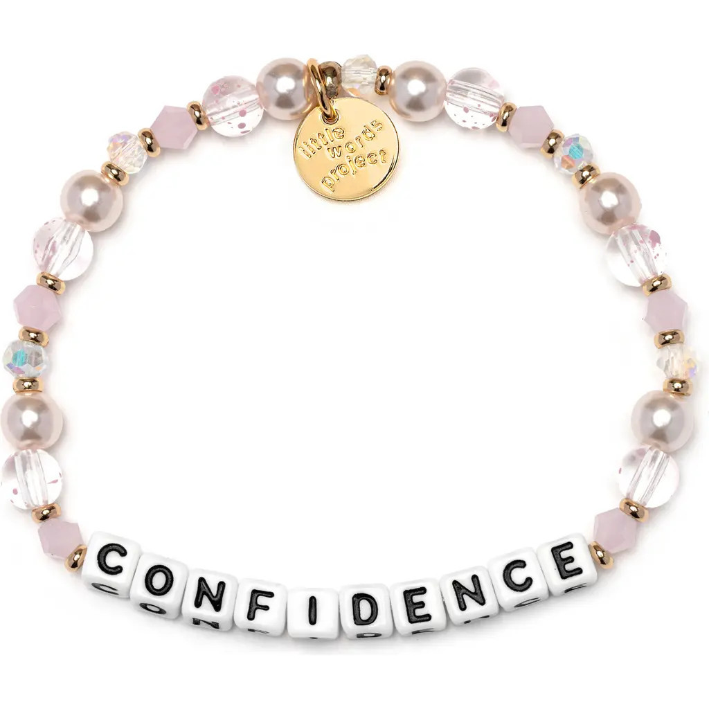 Little Words Project Confidence Beaded Stretch Bracelet in White at Nordstrom, Size Small | Nordstrom