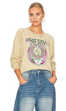 DAYDREAMER Grateful Dead Skull & Roses Crewneck in Khaki from Revolve.com | Revolve Clothing (Global)