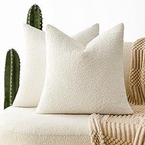 Foindtower Pack of 2 Textured Boucle Throw Pillow Covers Accent Solid Pillow Cases Cozy Soft Deco... | Amazon (US)